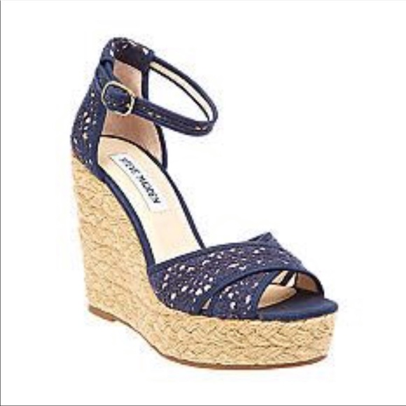 Steve Madden Shoes - Steve Madden Blue Marrvil Espadrille Wedges
